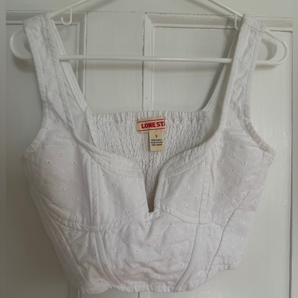 Women’s Lone Star White Cropped Tank (size small)